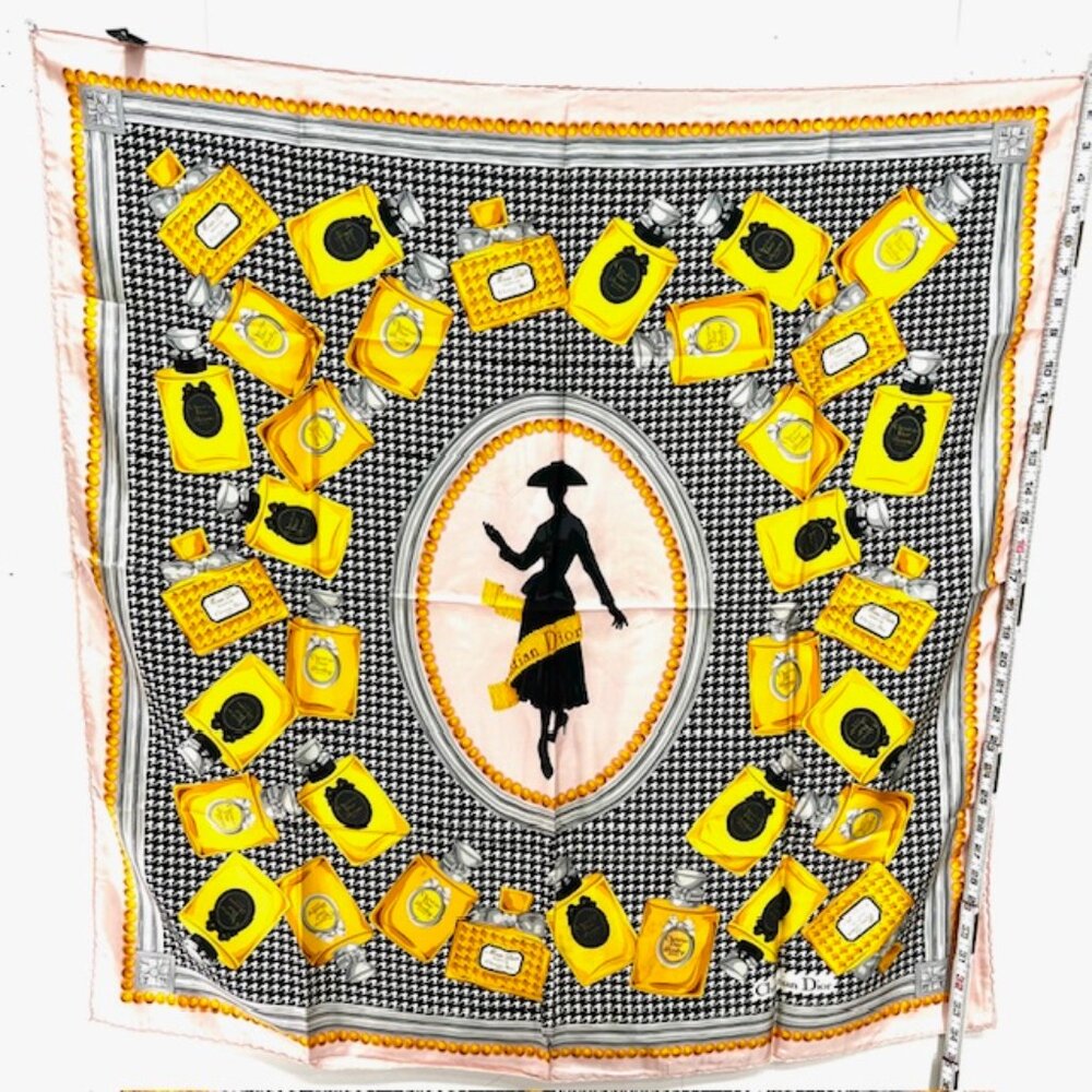 Miss Dior Eau de Parfum Christian Dior 100% Silk Satin Scarf  34" pink gold (30 - Picture 9 of 16